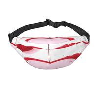 Riñonera multifuncional con corazón rojo, libera tus manos, cierre de cremallera, se puede cruzar y atar alrededor de la cintura, mochila de viaje para montañismo, correr, color negro, talla única,