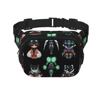 Riñonera multifuncional con estampado cibernético neón, bolsa de mensajero unisex de moda, bolsa de almacenamiento de deportes de viaje
