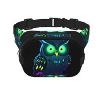 Riñonera multifuncional con estampado de búho de neón Nightvision, bolsa de mensajero unisex de moda, bolsa de almacenamiento deportiva de viaje