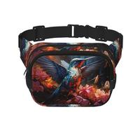 Riñonera multifuncional con estampado de colibrí, bolsa de mensajero unisex de moda, bolsa de almacenamiento de deportes de viaje