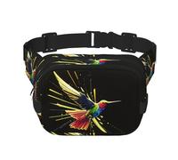 Riñonera multifuncional con estampado de colibrí brillante, unisex, bolsa de mensajero de moda, bolsa de almacenamiento de deportes de viaje