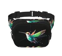 Riñonera multifuncional con estampado de colibrí colorido, bolsa de mensajero unisex de moda, bolsa de almacenamiento de deportes de viaje