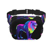 Riñonera multifuncional con estampado de león de neón, bolsa de mensajero unisex de moda, bolsa de almacenamiento deportiva de viaje