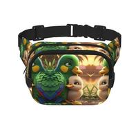 Riñonera multifuncional con estampado de loro verde, bolsa de mensajero unisex de moda, bolsa de almacenamiento deportiva de viaje