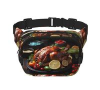 Riñonera multifuncional con estampado de pavo asado tentador, bolsa de mensajero unisex de moda, bolsa de almacenamiento deportiva de viaje