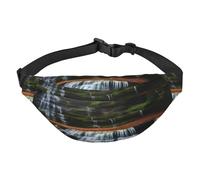 Riñonera multifuncional con vista de cascada, libera tus manos, cierre de cremallera, se puede cruzar y atar alrededor de la cintura, mochila de viaje para montañismo, correr, negro, talla única,
