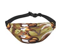 Riñonera multifuncional de ardilla que come nueces, libera tus manos, cierre de cremallera, se puede cruzar y atar alrededor de la cintura, mochila de viaje para montañismo, correr, negro, talla