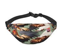Riñonera multifuncional de gallo y pollo, libera tus manos, cierre de cremallera, se puede cruzar y atar alrededor de la cintura, mochila de viaje de montañismo, color negro, talla única, Black, Talla