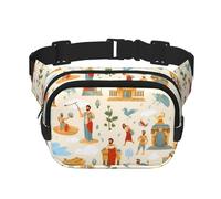 Riñonera multifuncional estampada con arquitectura egipcia, bolsa de mensajero unisex de moda, bolsa de almacenamiento de deportes de viaje