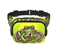 Riñonera multifuncional estampada con diseño de rana en un estanque, bolsa de mensajero unisex de moda, bolsa de almacenamiento deportiva de viaje