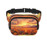 Riñonera multifuncional estampada con girasoles amarillos al atardecer, bolsa de mensajero unisex de moda, bolsa de almacenamiento deportiva de viaje