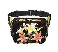 Riñonera multifuncional estampada con un ramo de lirios en plena floración, bolsa de mensajero unisex de moda, bolsa de almacenamiento deportiva de viaje