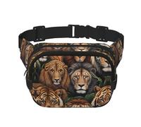 Riñonera multifuncional estampada King of the Jungle, unisex, bolsa de mensajero de moda, bolsa de almacenamiento deportiva de viaje