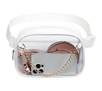 Riñonera multifuncional impermeable para el pecho aprobada por el estadio, paquete transparente, cinturón para teléfono, aprobado por el estadio, impermeable, bolsa cruzada deportiva, White