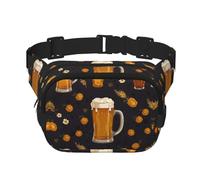 Riñonera multifuncional impresa con imagen de fondo de cerveza, bolsa de mensajero unisex de moda, bolsa de almacenamiento deportiva de viaje