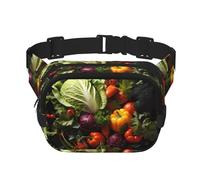 Riñonera multifuncional impresa con muchas verduras frescas, unisex, bolsa de mensajero de moda, bolsa de almacenamiento de deportes de viaje