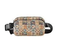 Riñonera multiusos con diseño de mandala bohemio con correa ajustable para viajes, correr, senderismo, Azulejos sin costuras portugués, español, italiano, 1 Size