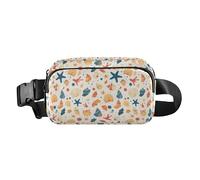 Riñonera multiusos con patrones tradicionales asiáticos sin costuras con correa ajustable para ciclismo, senderismo, gimnasio, Conchas marinas de diferentes formas y estrella de mar, 1 Size