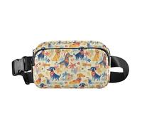 Riñonera multiusos ondulada de camuflaje con correa ajustable para viajes, compras, correr, Dachshund Dreams Of A Bone, 1 Size