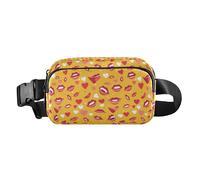 Riñonera multiusos Organic Garden Safari con correa ajustable para viajes y compras, Lips Kiss Heart Pattern Love, 1 Size