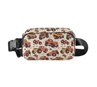 Riñonera multiusos Organic Garden Safari con correa ajustable para viajes y compras, Patrón de coche Monster Truck dibujado a mano Kawaii, 1 Size