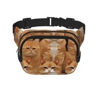 Riñonera naranja con diseño de gatos para mujer, impermeable, ajustable, riñonera, moderna, casual, para correr, entrenamiento, senderismo, viajes, color negro, talla única, Black, Talla única