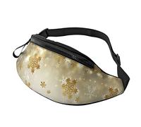 Riñonera navideña de seda dorada para mujeres y hombres, bolsa de cadera para viajes, yoga, gimnasio para exteriores, entrenamiento, deporte, viajes, correr, Black, Talla única