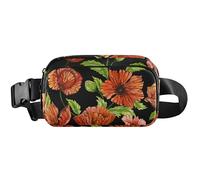 Riñonera negra con diseño de amapola roja para mujer, impermeable, para todas partes, bonita riñonera cruzada, flor de amapola roja negra, 8 x 5.3 x 2.3 pulgadas, linda y divertida, flor de amapola