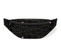 Riñonera negra con diseño de gatos para mujeres, hombres, niñas, niños, gatos, riñoneras, riñoneras, bolsa de cinturón para viajes, deportes, correr, color, M