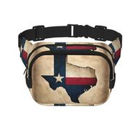 Riñonera negra grande con diseño de mapa de la bandera del estado de Texas con estampado de una estrella, riñonera de nailon a la moda, Negro -, Talla única