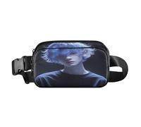 Riñonera negra para niños asiáticos, para hombres y mujeres, resistente al agua, con correa ajustable para entrenamiento, correr, senderismo, Peces de lucha estéticos, 1 size