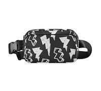 Riñonera negra y blanca para mujer, con correa ajustable, mini bolsa de cintura para entrenamiento y correr, Negro Blanco, 8" x 5.3" x 2.3"/20 x 13 x 6cm