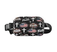 Riñonera para correr con diseño de bandera de fe y lunares negros para pequeños empresarios, mini con correa ajustable para viajes, vacaciones, correr para la cintura de hombre