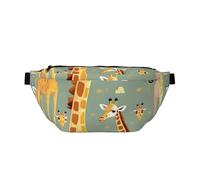 Riñonera para correr con estampado de jirafas de dibujos animados salvajes, casual, ligera, con correa ajustable