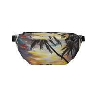 Riñonera para correr con estampado de puesta de sol tropical, casual, ligera, con cinturón cruzado y correa ajustable