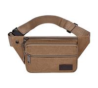 Riñonera para hombre, bolsa cruzada de lona de gran capacidad, bolsa de cintura de lona, bolsa deportiva para deportes, entrenamiento, correr y correr, café, 1