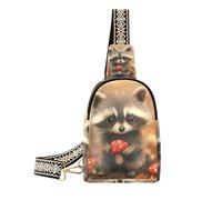 Riñonera para hombre, diseño de mapache gris, con diseño de hongos, resistente y grande, para viajes, Lindo hongo mapache gris de dibujos animados, 1 size