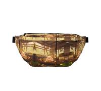 Riñonera para hombre y mujer con correa ajustable para el hombro, grande, para senderismo, correr, ciclismo, The Pig is Sleeping. Patrones, Black, Talla única