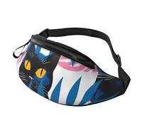 Riñonera para hombre y mujer, con correa ajustable, riñonera ligera e impermeable, Tropical Black Cat 11, One Size, Mochila de senderismo