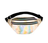 Riñonera para hombre y mujer, de poliuretano brillante, multifuncional, de un solo hombro, bolsa de mensajero transparente para la escuela, dorado, Talla única