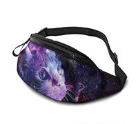 Riñonera para Hombres y Mujeres, 3D Galaxy Cat Riñonera con cinturón Ajustable Sling Pocket Crossbody Shoulder Bag Chest Bag para Viajar Senderismo Ciclismo Correr