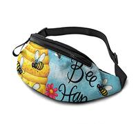 Riñonera para Hombres y Mujeres, Bee Skep Bee Happy Riñonera con cinturón Ajustable Sling Pocket Crossbody Shoulder Bag Chest Bag para Viajar Senderismo Ciclismo Correr