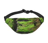 Riñonera para hombres y mujeres, bolsa cruzada con cintura de árboles, cascada verde, estampado de selva, bolsa de cinturón para entrenamiento, deportes, viajes, Como se muestra en la imagen, Talla