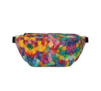 Riñonera para hombres y mujeres con correa ajustable para el hombro, grande, para senderismo, correr, ciclismo, patrones de tabla de colores de mosaico, Black, Talla única