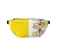 Riñonera para hombres y mujeres con correa ajustable para el hombro, grande, para senderismo, correr, ciclismo, patrones de la bandera del Vaticano, negro, talla única, Black, Talla única