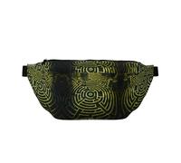 Riñonera para hombres y mujeres con correa ajustable para el hombro, grande, para senderismo, correr, ciclismo, patrones de laberintos, Black, Talla única