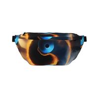 Riñonera para hombres y mujeres con correa ajustable para el hombro, grande, para senderismo, correr, ciclismo, agua y fuego, patrones de Tai Chi, color negro, talla única, Black, Talla única