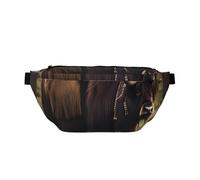 Riñonera para hombres y mujeres con correa ajustable para el hombro, grande, para senderismo, correr, ciclismo, patrones poderosos de yak de las tierras altas, negro, talla única, Black, Talla única