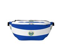 Riñonera para hombres y mujeres con correa ajustable para el hombro, grande, para senderismo, correr, ciclismo, patrones de El Salvador, Black, Talla única