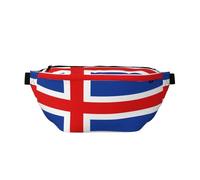 Riñonera para hombres y mujeres con correa ajustable para el hombro, grande, para senderismo, correr, ciclismo, patrones de bandera de Islandia, negro, talla única, Black, Talla única